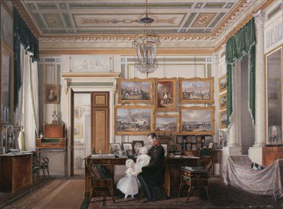 Interiors of the Winter Palace. The Study of Emperor Alexander II, 1850s by Eduard Hau
