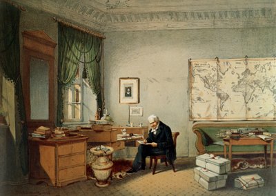 Baron Alexander von Humboldt in his Study by Eduard Hildebrandt