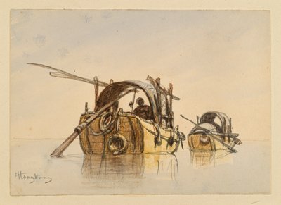 Boat from Hong Kong by Eduard Hildebrandt
