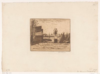Farmyard with Barn and Haystacks by Eduard Karsen (signed by artist)