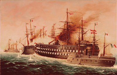The Naval Battle of Lissa by Eduard Nezbeda