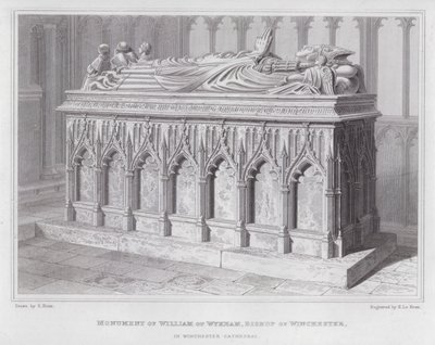 Monument of William of Wykham, Bishop of Winchester, in Winchester Cathedral by Edward Blore