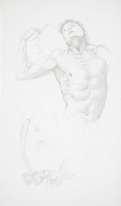 Male Nude Holding a Cushion by Edward Burne-Jones