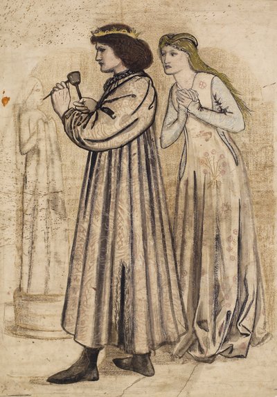 Scene of King Rene Sculpting a Figure While Being Watched by His New Bride by Edward Coley Burne Jones