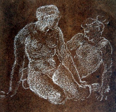 Study of two seated female nudes by Edward Coley Burne Jones