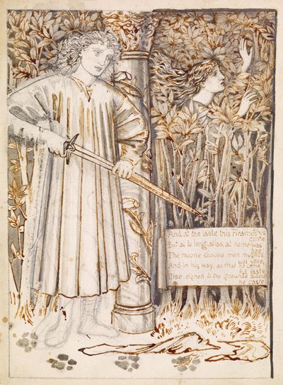 Pyramus and Thisbe - Pyramus Draws His Sword to Slay Himself by Edward Burne Jones