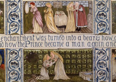 Panel of Tiles Depicting the Story of Beauty and the Beast from Birket Foster