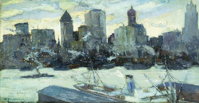 New York Harbor in Winter by Edward Cucuel