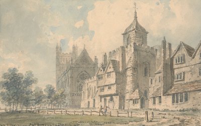 Exeter Cathedral and Neighboring Buildings by Edward Dayes