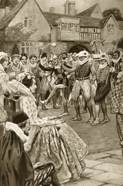 Queen Elizabeth I being entertained by jesters by Edward Frederick Skinner