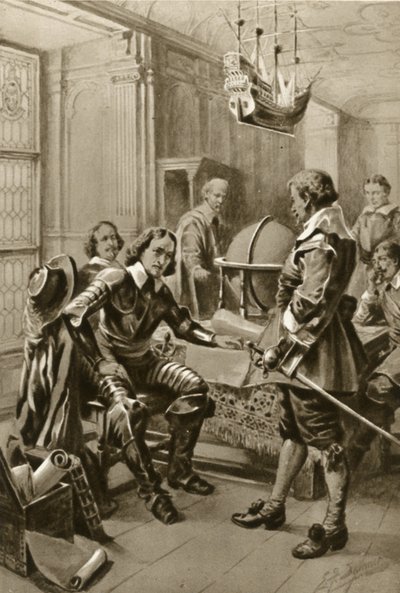 Robert Blake Calls on Oliver Cromwell in the Council Room in Whitehall by Edward Frederick Skinner