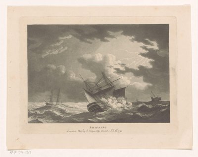 Ships in a Storm at Sea by Edward Hedges