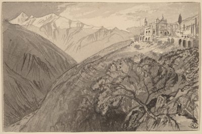 A Town on a Hilltop (Sanctuary of Lampedusa) by Edward Lear