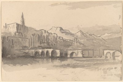 Bridge with Mountains in the Distance, Ventimiglia by Edward Lear