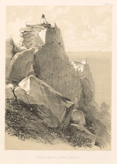 Illustrated Excursion in Italy vol. II: Ancient Walls, Monte Circello by Edward Lear