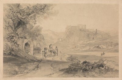 Valmontone, from Views in Rome and its Environs, 1841 by Edward Lear