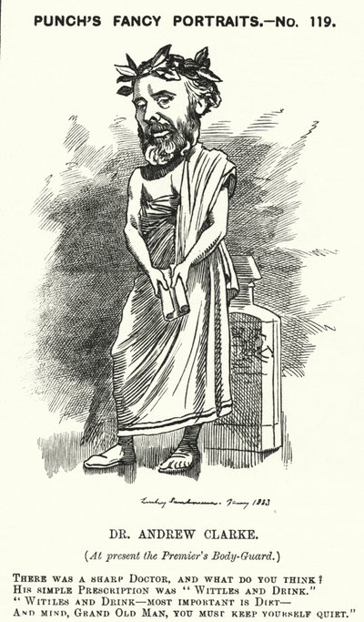 Sir Andrew Clarke, British doctor, physician to William Ewart Gladstone by Edward Linley (after) Sambourne