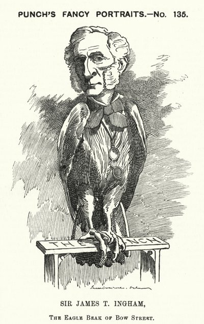 Punch cartoon: Sir James Taylor Ingham, English lawyer and police magistrate by Edward Linley (after) Sambourne