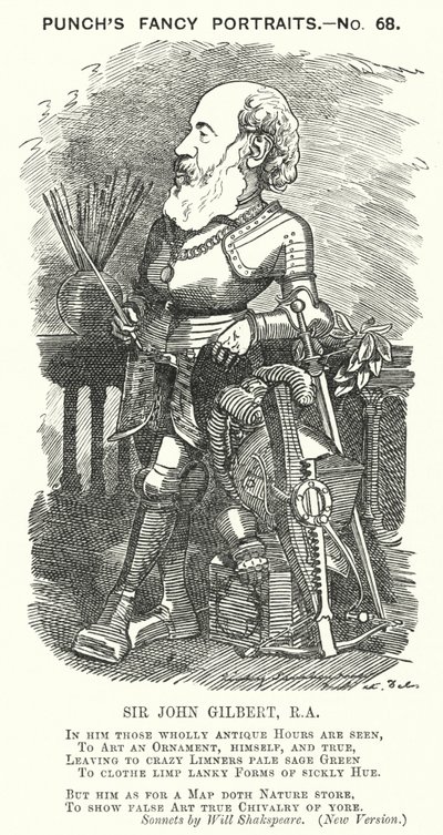 Punch Cartoon: Sir John Gilbert, English Artist by Edward Linley (after) Sambourne