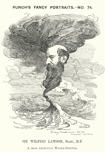Punch cartoon: Sir Wilfrid Lawson, English radical Liberal politician and temperance campaigner by Edward Linley (after) Sambourne