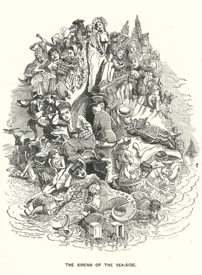 The Sirens of the Sea-Side - British Coastal Holiday Resorts (engraving) by Edward Linley (after) Sambourne