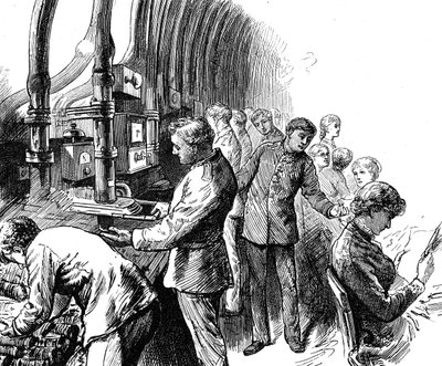 Engraving Depicting the Pneumatic Dispatch by Edward Linley Sambourne by Edward Linley Sambourne