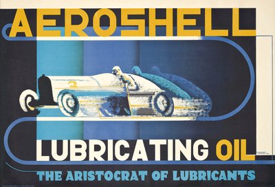 Poster advertising Aeroshell lubricating oil by Edward McKnight Kauffer