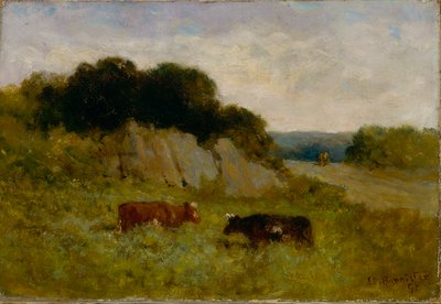 Untitled (landscape with two cows) by Edward Mitchell Bannister