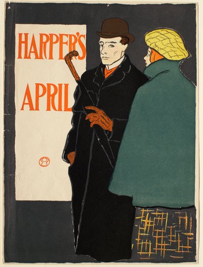Man in Black Coat with Woman in Green Cape, April Harper