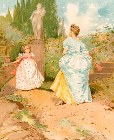 Battledore and Shuttlecock in a Garden by Edward Percy Moran