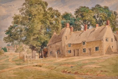 Landscape with cottages by Edward Pretty