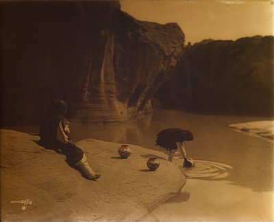 At the Old Well of Acoma by Edward S. Curtis