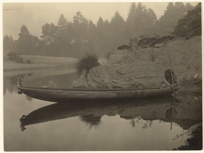 Fishing from Canoe - Hupa by Edward S. Curtis