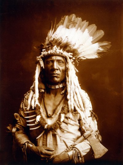 Weasel Tail, Piegan, with a Tomahawk, c. 1900 by Edward Sheriff Curtis