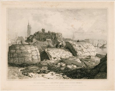Part of Old London Bridge as It Appeared in June 1832 by Edward William Cooke