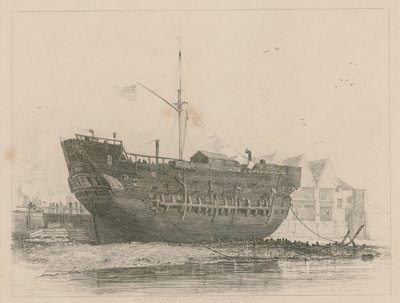 The Discovery lying at Deptford by Edward William Cooke