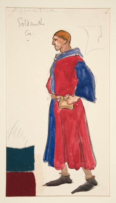 Apprentice Goldsmith, Costume Sketch for Henry Irving by Edwin Austin Abbey