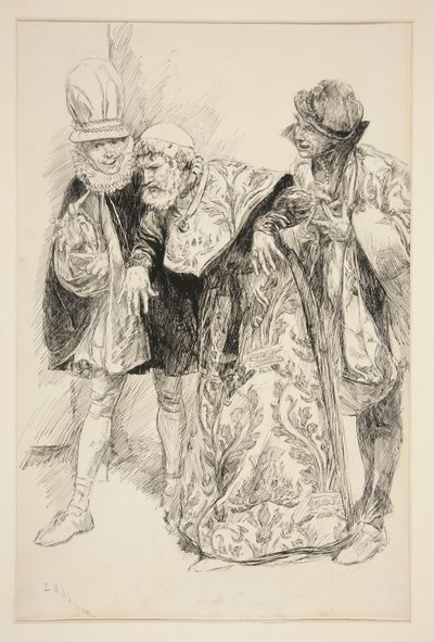 Baptista Protests, illustration for Act I, Scene i, Taming of the Shrew by Edwin Austin Abbey