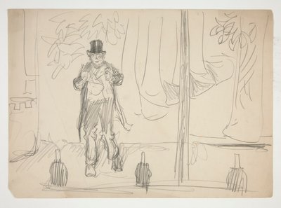 Cartoon of an Actor on Stage - Unidentified Illustration by Edwin Austin Abbey
