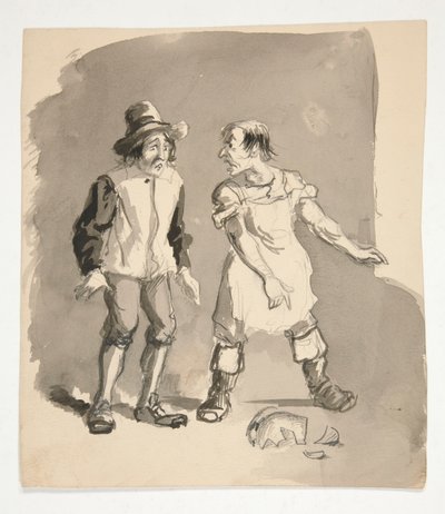 Cartoon of Two Men and a Broken Pot by Edwin Austin Abbey