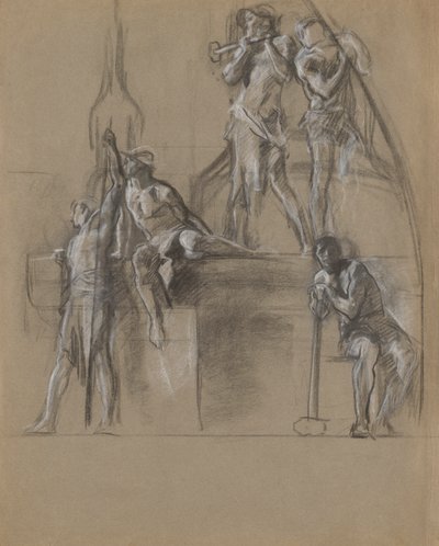 Compositional Study for Figures of Miners by Edwin Austin Abbey
