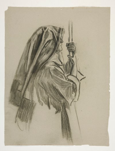 Figure study for the Knighting of Sir Galahad, from The Quest of the Holy Grail by Edwin Austin Abbey