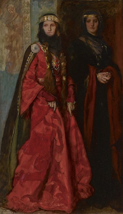 Goneril and Regan in King Lear Act I Scene I by Edwin Austin Abbey