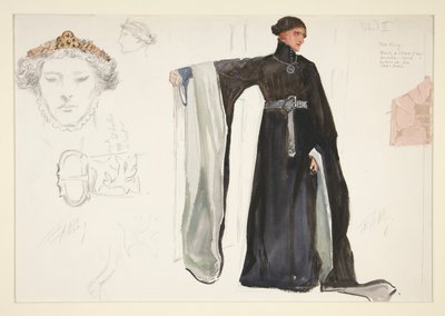 Richard II (in Black), Costume Sketch for Henry Irving by Edwin Austin Abbey