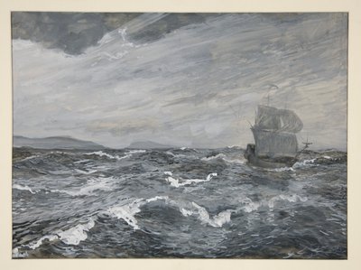 Seascape with Sailing Boat by Edwin Austin Abbey