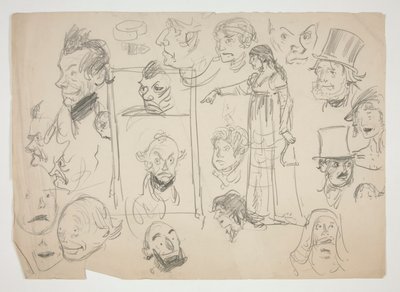 Sheet of Sketches of Faces by Edwin Austin Abbey