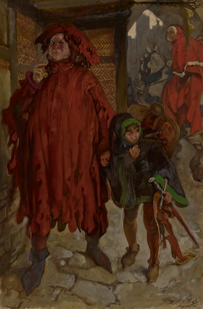 Sir John Falstaff with His Page, King Henry IV, Part II, Act I, Scene II by Edwin Austin Abbey