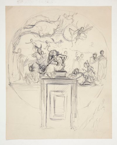 Sketch for a Mural Over a Door Jamb - Unidentified by Edwin Austin Abbey
