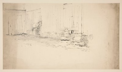 Sketch of a Farmyard, with a Horse by Edwin Austin Abbey