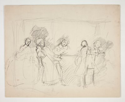 Sketch of Figures Around a Table - Unidentified Illustration for a Play? by Edwin Austin Abbey